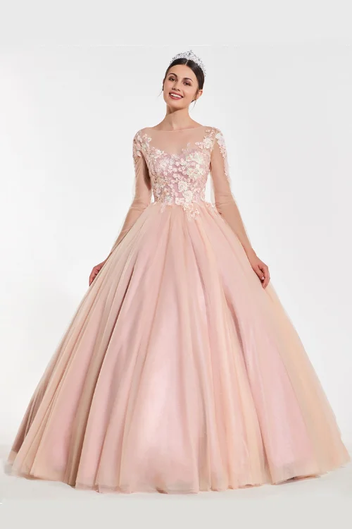 Exclusive Offers Dress Illusion Appliques Ball Gown Dress Scoop Neck Long Sleeves Button Designer Christmas Dresses Exclusive Offers Dress Illusion Appliques Ball Gown Dress Scoop Neck Long Sleeves Button Designer Christmas Dresses