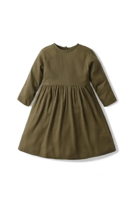 Super Bargain Girls Princess Dresses Children Wear Plain Pleated Baby Girl Clothes Linen Button