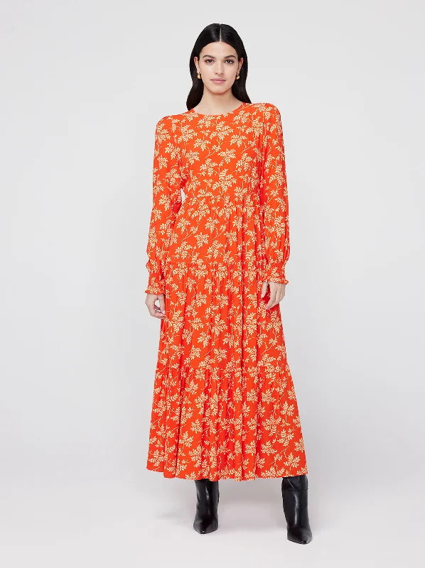 Holiday Sale Nicole Chilli Vintage Leaf Print Maxi Dress