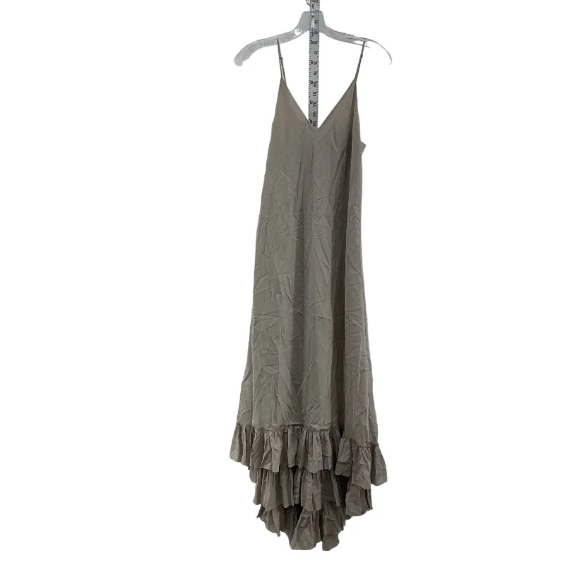 Instant Savings Beautiful People Tan Silk Ruffled Hem Women's Slip Mermaid Dress, S, Preowned
