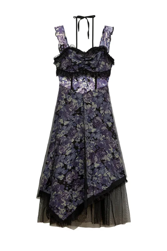 Mega Sale Women Patchwork Flower Dress Sleeveless Off Shoulder Dresses Elegant One Piece
