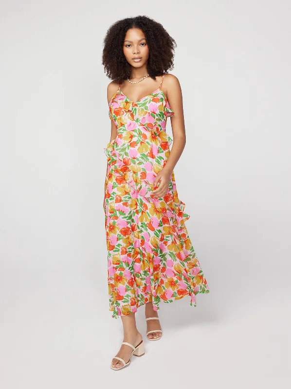 Instant Discount Aurelia Pink Garden Floral Maxi Dress