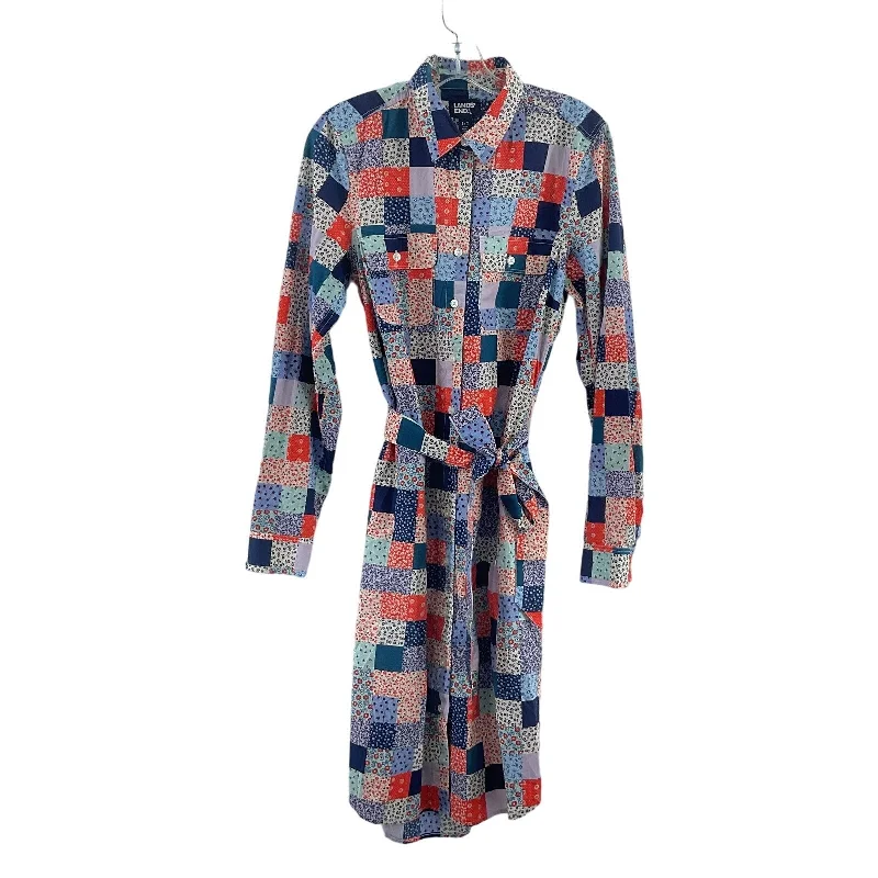 Special Savings Lands' End Blue Patchwork Print Belted Cotton Shirt Dress Knee Length Women’s S Special Savings Lands' End Blue Patchwork Print Belted Cotton Shirt Dress Knee Length Women’s S