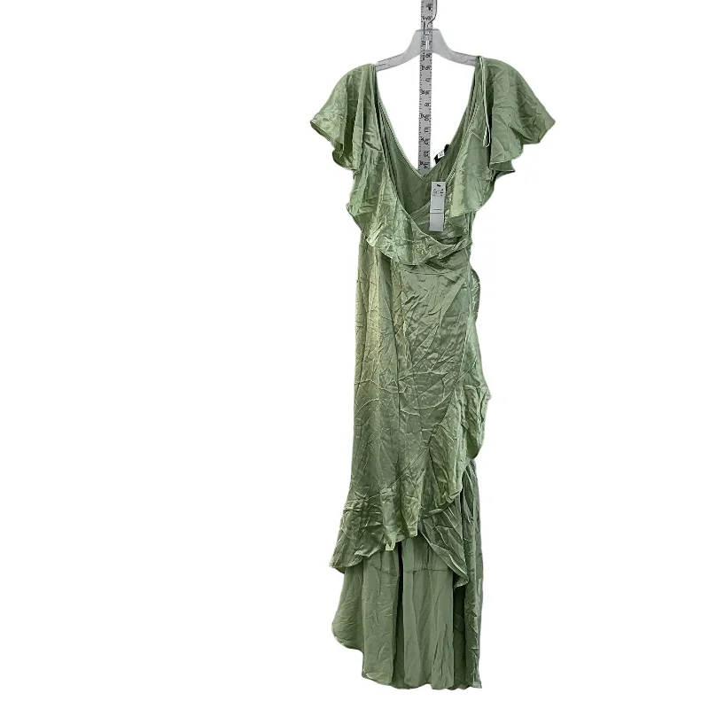 Lowest Price Topshop Green Womens Shimmery Ruffle Long Wrap Ball Gown Dress Size 12 NWT