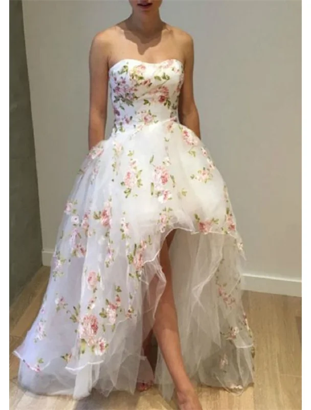 Price Fest Ball Gown Prom Dresses Floral Dress Quinceanera Wedding Party Asymmetrical Sleeveless Strapless Tulle with Ruffles Appliques Price Fest Ball Gown Prom Dresses Floral Dress Quinceanera Wedding Party Asymmetrical Sleeveless Strapless Tulle with Ruffles Appliques