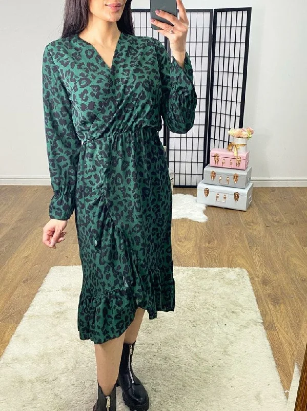 Price Meltdown Darly Leopard Print Ruffle Detail Dress