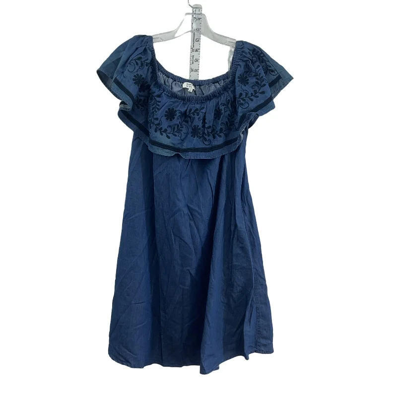 Closeout Crown & Ivy Blue Midi Womens Boho Swing Dress Cotton M Preowned
