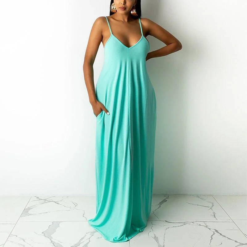 Great Deals Sleeveless Solid Maxi Dress