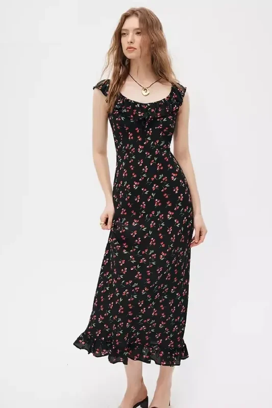 Sneak Peek Sale Summer Women Dress Sweet Cherry Ruffles Bohemian Holiday Dress Slim Fit Waist Sneak Peek Sale Summer Women Dress Sweet Cherry Ruffles Bohemian Holiday Dress Slim Fit Waist