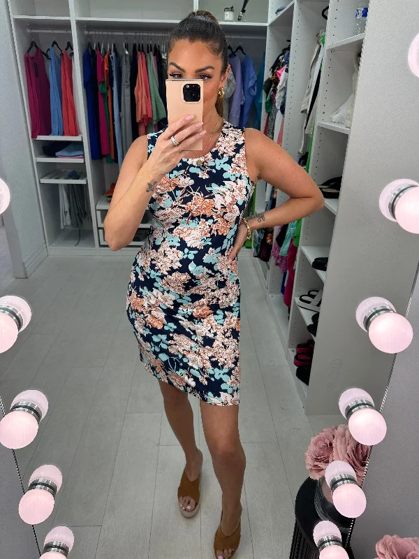 Daily Deals Bowers Navy Floral Print Shift Dress