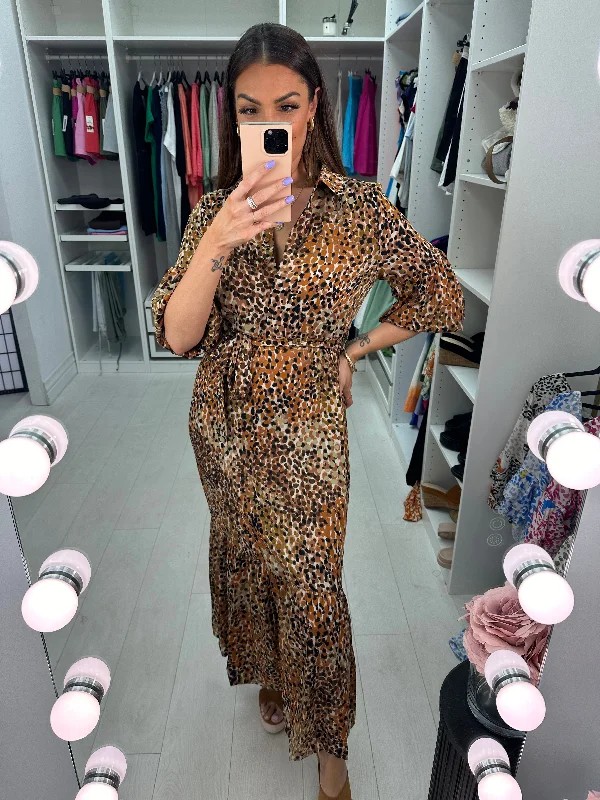 Deal Zone Knight Graphic Print Balloon Sleeve Maxi Dress
