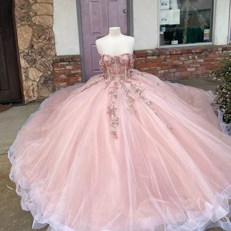 Year-End Sale Tulle Appliques Ball Gown Quinceanera Dresses Princess Dress