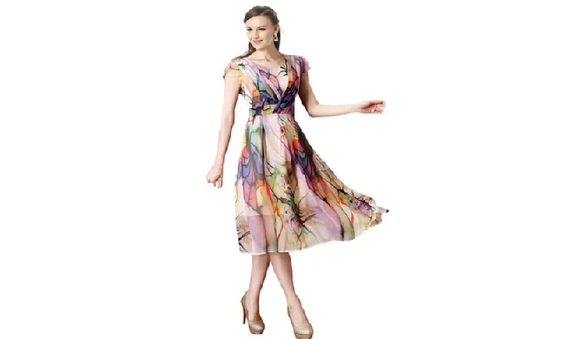 Act Now Women Long Chiffon Elegant Evening Party Beach Office Dress