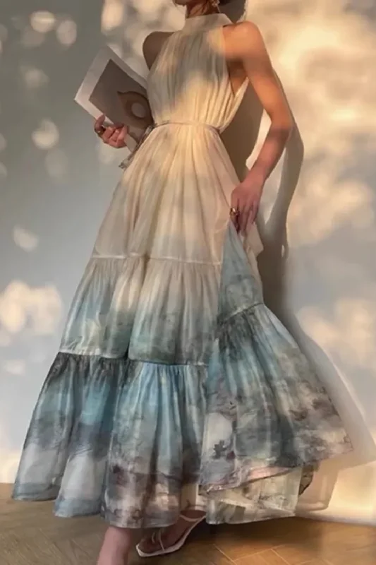 Instant Savings Designer Spring Summer Women Halter Sleeveless Lace-UP Dress Beach Style Ivory White Elegant Dresses Instant Savings Designer Spring Summer Women Halter Sleeveless Lace-UP Dress Beach Style Ivory White Elegant Dresses