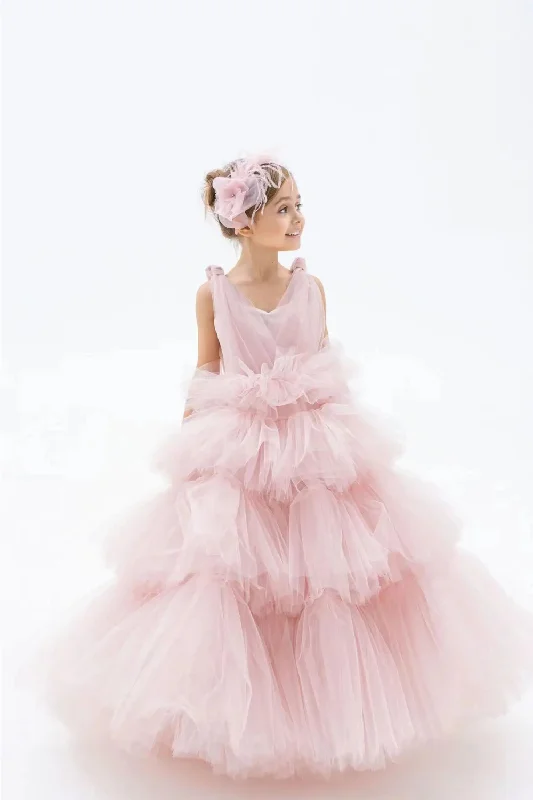 Year-End Sale Light Pink Tiered Flower Girl Dress For Wedding Sleeveless Puffy Elegant Kids Birthday Party Year-End Sale Light Pink Tiered Flower Girl Dress For Wedding Sleeveless Puffy Elegant Kids Birthday Party