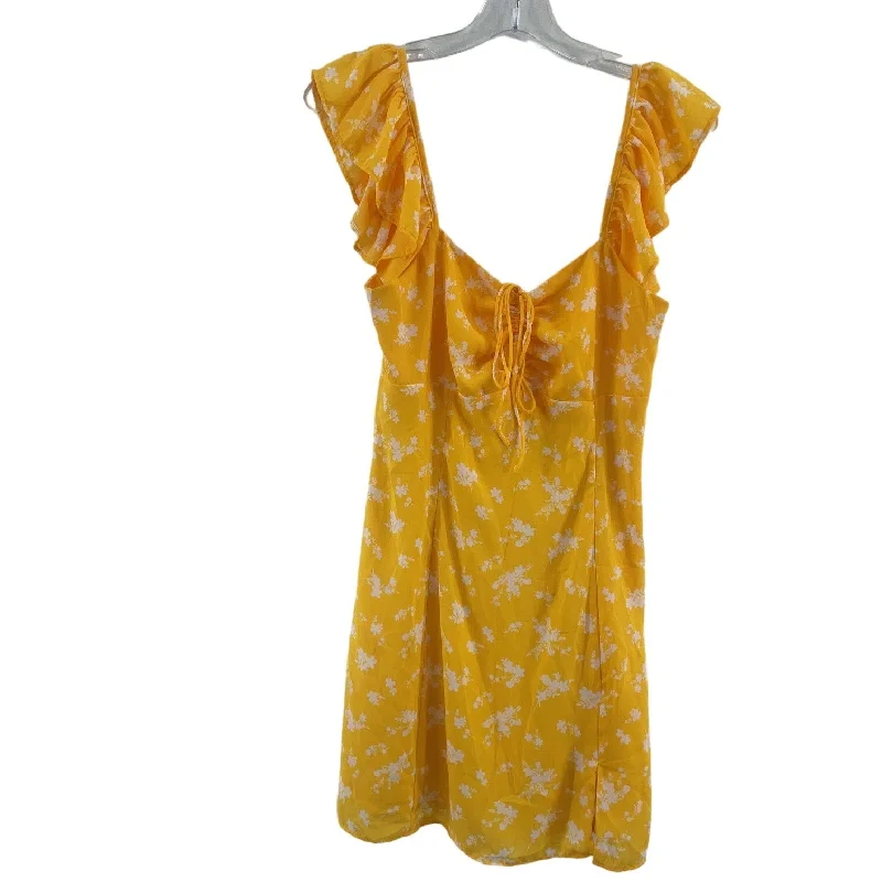 Price Slash Lulus Yellow Floral Off-The-Shoulder Mini Dress Women’s M - Polyester, Preowned