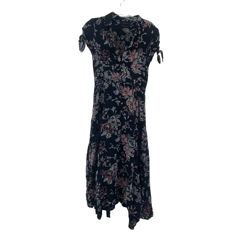 Exclusive Preview Urban Outfitters Black Floral Print Button-Down Tie-Sleeve Maxi Dress Women’s S