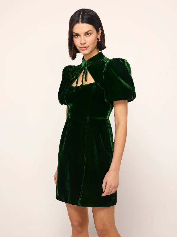 Special Savings Josette Green Velvet Mini Dress