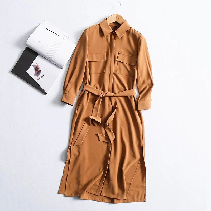 New Arrival Women's Spring Casual Long-Sleeved A-Line Long Dress