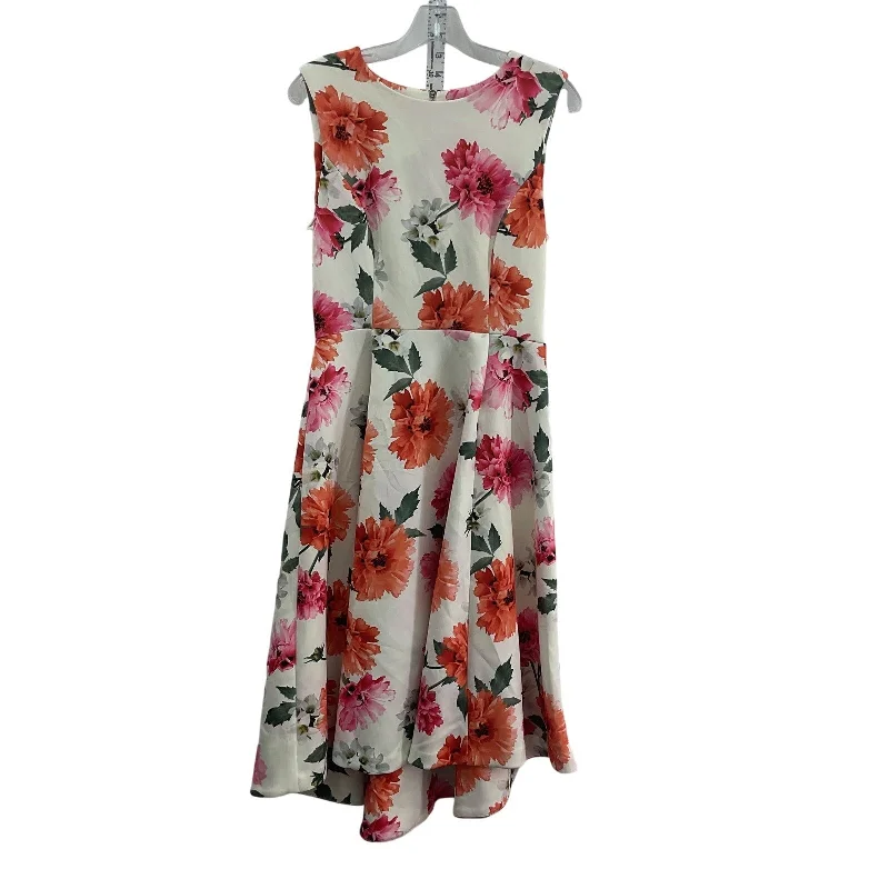 Deal Explosion Calvin Klein Pink White Floral Fit and Flare Midi Dress Womens Size 6