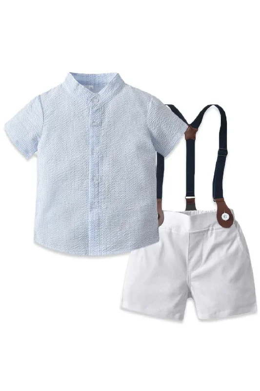 Great Deals Kids Clothes Boys Summer Set Children Striped Shirt with Bow Tie Suspenders White Shorts Toddler Outfits