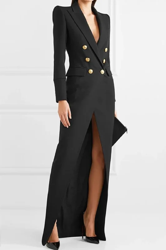Amazing Deals Women Dress Notched Long Sleeve Double Breasted Zipper Waist Split Elegant Suit Dresses Autumn Amazing Deals Women Dress Notched Long Sleeve Double Breasted Zipper Waist Split Elegant Suit Dresses Autumn