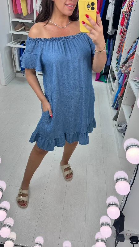 Buy More, Save More Stella Denim Bardot Midi Dress