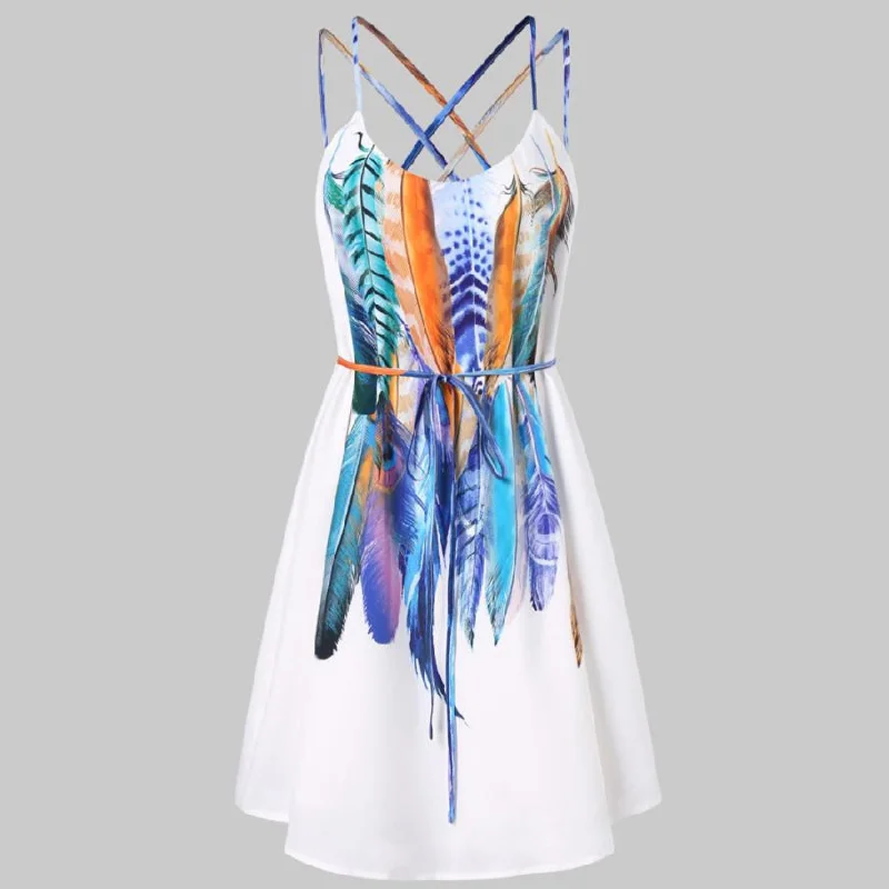 Buy Now Women's Summer Casual O-Neck Mini Dress With Print