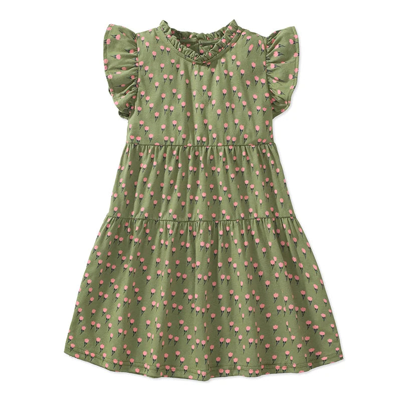 Limited Stock Girls Dresses Floral Summer Kids Clothing Fly Sleeve Baby Frocks