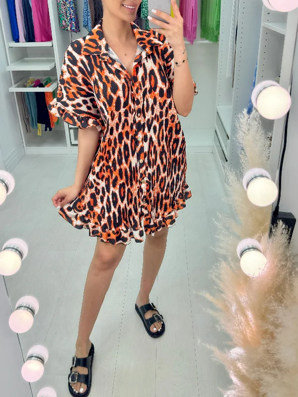 Mega Sale Esmera Animal Print Pleated Dress