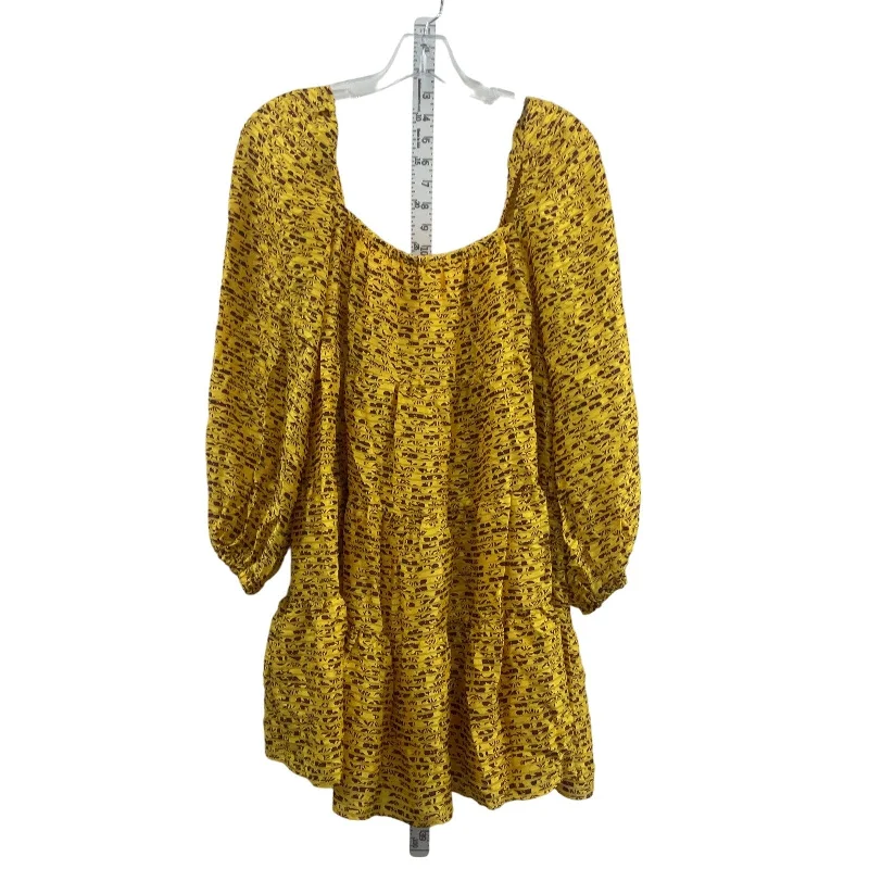 Limited Time Alice & Olivia Women's Floral Ruffled Yellow Swing Dress Viscose Size S Preowned