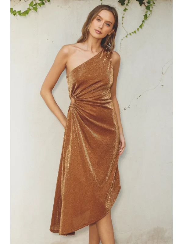 Buy More, Save More Pearlie One Shoulder Asymmetrical Midi Dress