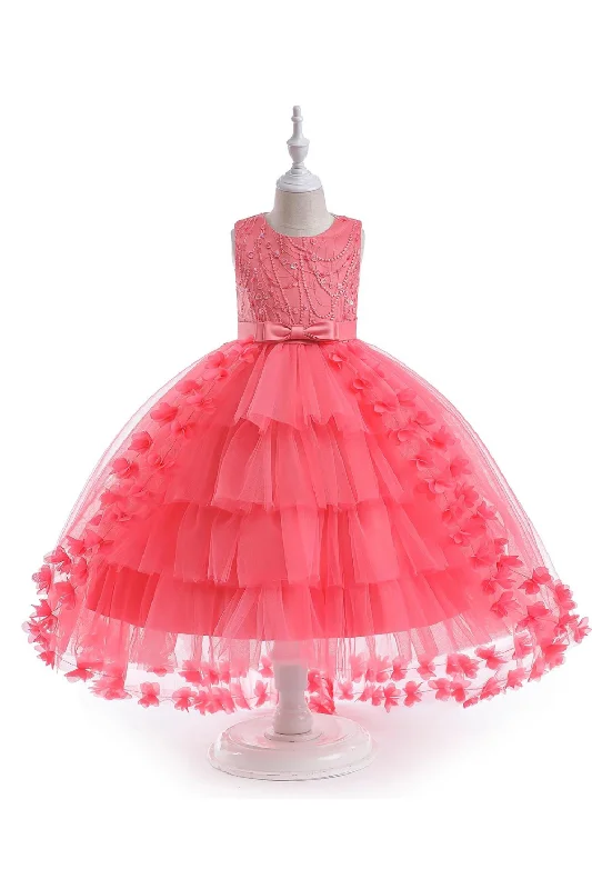 Best Bargains Summer White Princess Party Kids Dress For Girls Trailing Lace Embroidery Flower Bridesmaid Girl Dresses Child Wedding Ball Gown