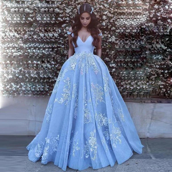 Value Deals Ball Gown Lace Appliqued Off the Shoulder Quinceanera Dress