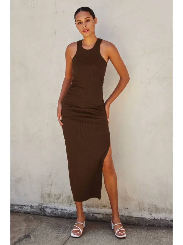 Deal Frenzy Cruz Ribbed Racerback Midi Dress