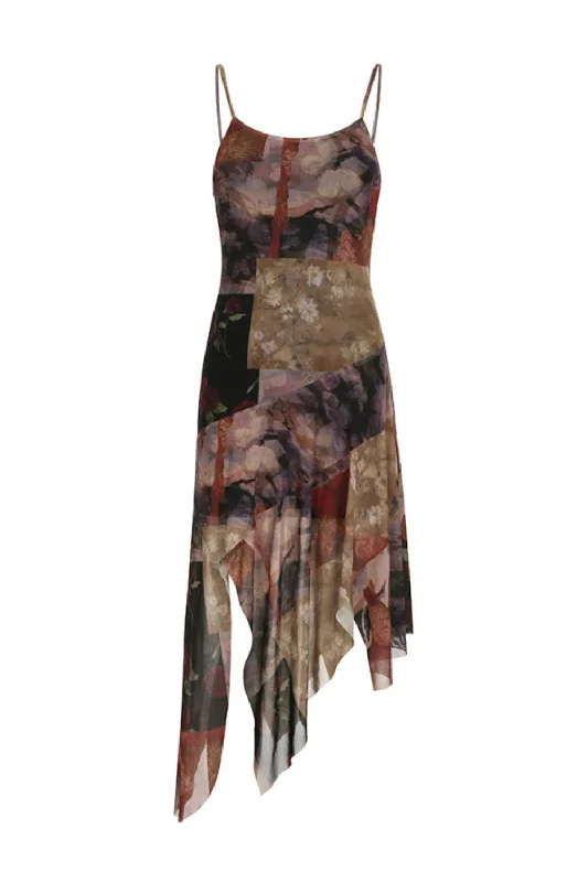 Members Only Flower Long Dress Women Vintage Slim-fitting Sundress Holiday