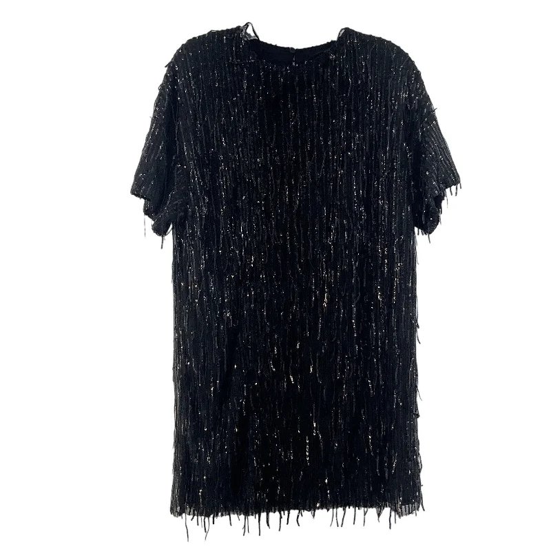 Deal Dash Zara Black Formal Beaded Womens Flappel Shift Dress M - Polyester, Short