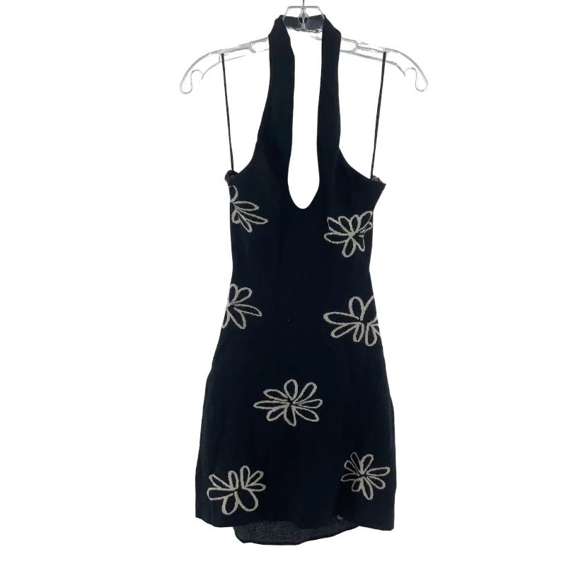 Final Sale Le Lis Black Floral Halter Open-Back Sweater Dress Women’s M NWT, Viscose Blend