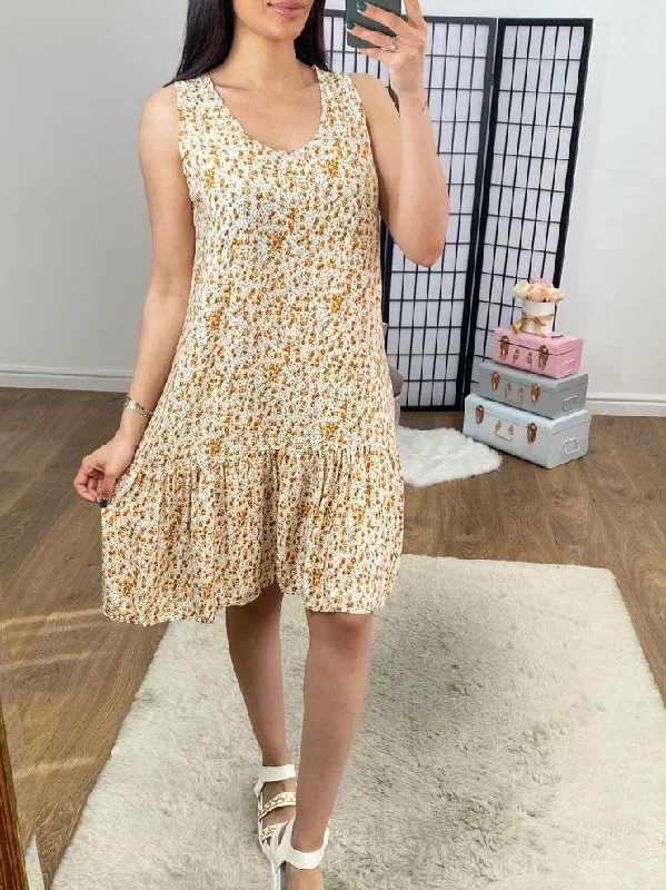 Unmissable Offer Letina Floral Print Frill Hem Dress
