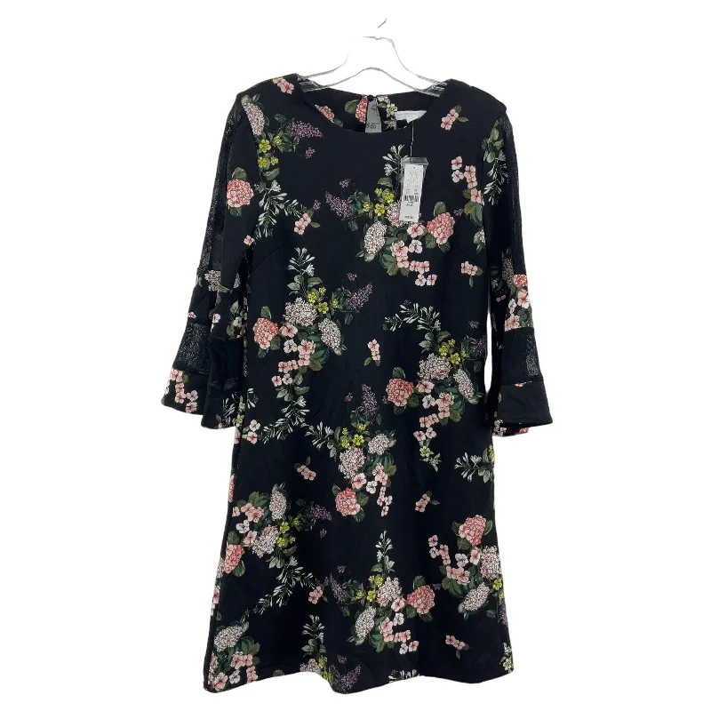 Special Savings New York & Company Women's Floral Print Black Midi Shift Dress S NWT