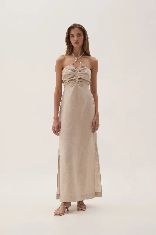 Limited Availability Akoya Ruched Midi Dress