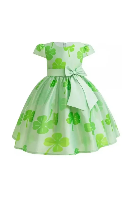 New Deals Floral Flower Dresses For Baby Girl Summer Green Bow Princess Clothes
