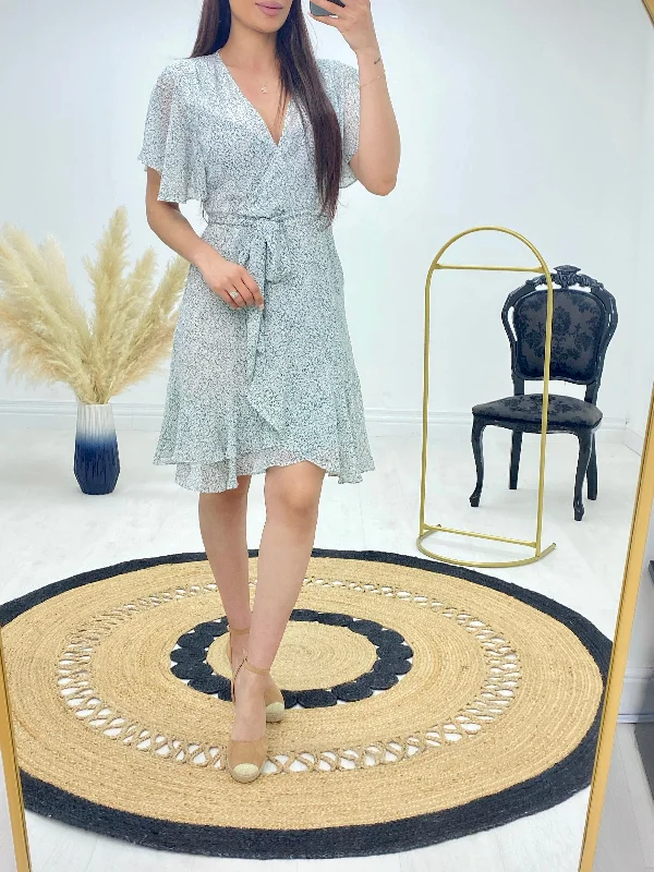 Special Price Bloomsbury Sage Ditsy Print Frill Dress