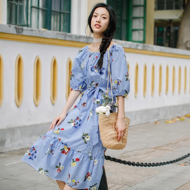 Don't Wait Women's Summer Belted Floral Dress