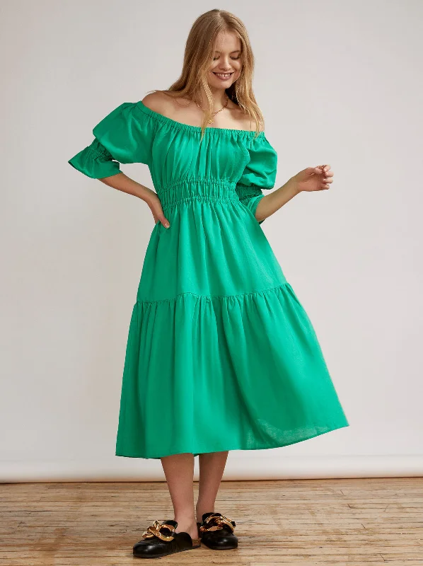 Flash Deals Margot Green Midi Dress