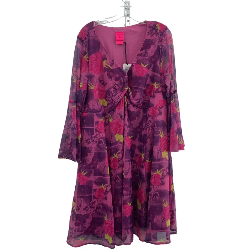 Seasonal Sale NWT Torrid X Betsey Johnson Rocker Glam Floral Mesh Womens Purple Midi Dress 2X