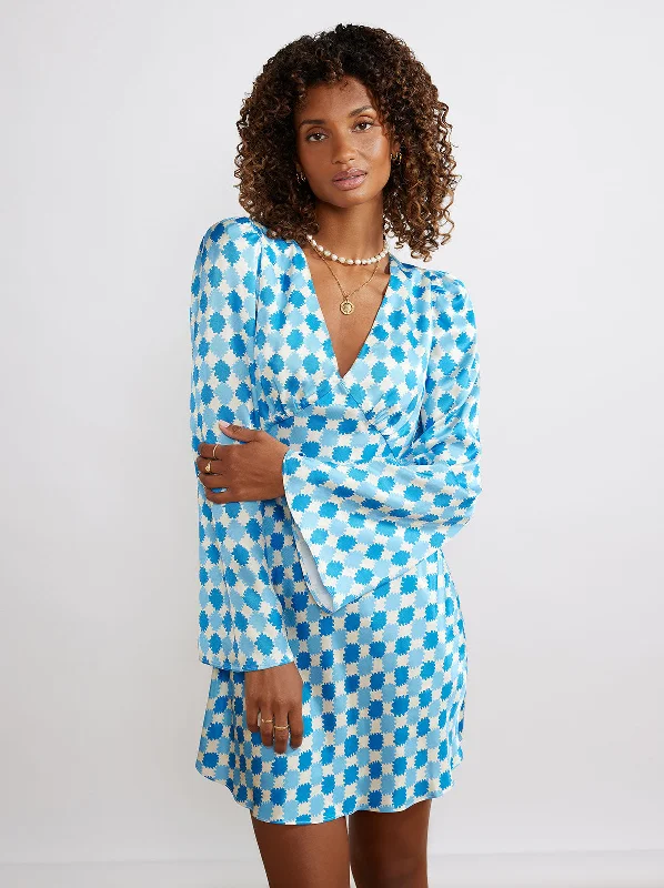 Deal Frenzy Rosalie Blue Picnic Check Mini Dress