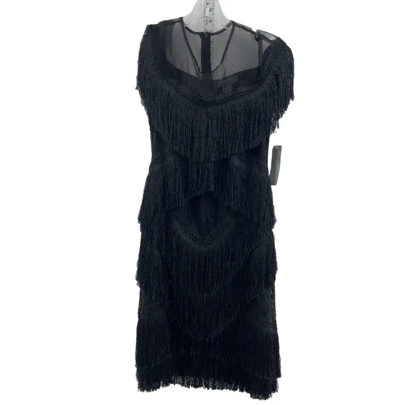 Shop and Save Garcia Black Women's Fringe Cocktail Formal Sheath Dress M NWT Knee-Length