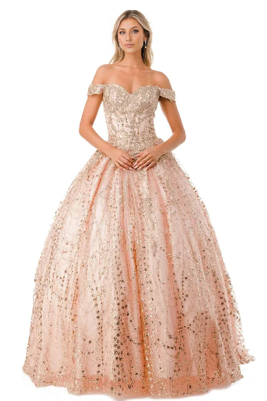 Bonus Savings Stunning Seqin Embroidered Quinceanera Dress Prom Floor Length Short Sleeve Off Shoulder