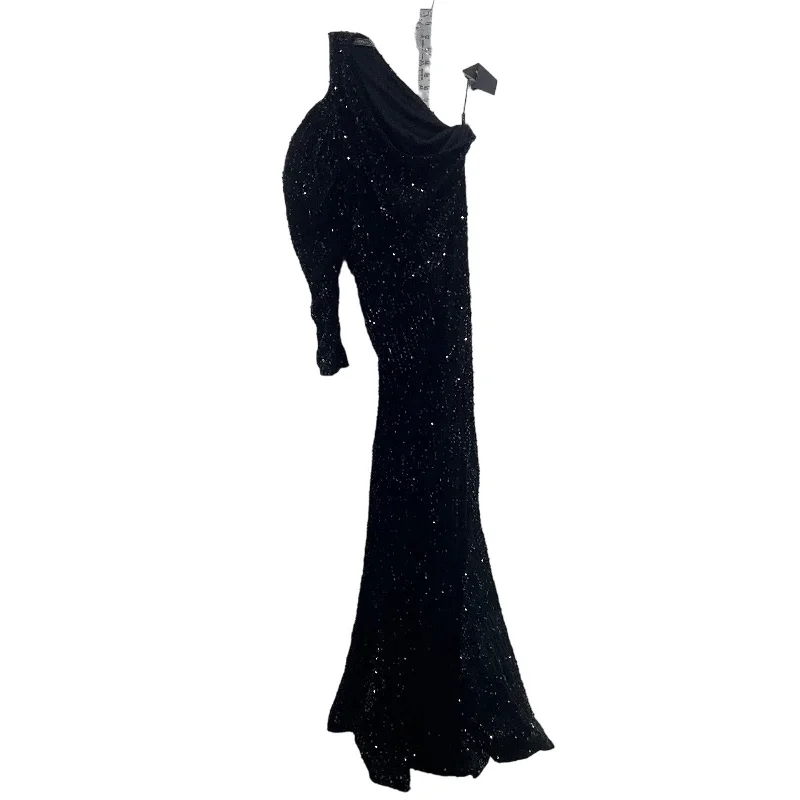 Savings Event Missord Black Long Womens Glamour Sequin Maxi Ball Gown Dress, Polyester, L, NWT